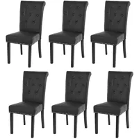 Mendler 6er-Set Esszimmerstuhl Chesterfield II, Stuhl Küchenstuhl, Nieten Kunstleder,