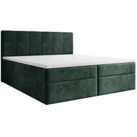 Luxusbetten24 Boxspringbett Aurelia Cord mit Stauraum Grün - 180x200