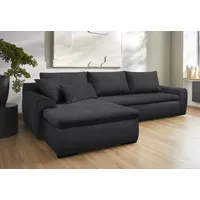 Ecksofa HOME AFFAIRE "Win L-Form" Sofas Gr. B/H/T: 285cm x 85cm x 176cm, Cord-Samtvelours, Recamiere beidseitig montierbar, Mit Bettfunktion und Bettkasten, schwarz (anthrazit/schwarz) wahlweise mit Bettfunktion und Bettkasten Bestseller