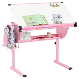 CARO-Möbel Kinderschreibtisch Sari 111 x 93 x 60 cm Holzwerkstoff Metall rosa/weiß