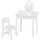 Costway 2 in 1 Kinder Schminktsich mit Hocker, Frisiertisch mit beleuchtetem Spiegel, Schublade & Schmuck-Organizer, Kosmetiktisch Prinzessin aus H... - Weiß