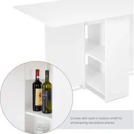 Mondeer Esstisch Klappbarer Küchentisch mit 1 Schublade und zwei Lagerregalkonsolen Esszimmertisch Kaffeetisch mit verstellbaren Füße - Weiß