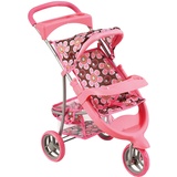 Bino world of toys Bino Puppenwagen, Spielzeug für Kinder ab 3 Jahre, Kinderspielzeug (Kinderwagen Spielzeug aus pulverbeschichtetem "Silber" mit dunkelblauem Schaumstoff-Handgriff, 3 Räder), Rosa