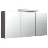 Posseik PSPS140CM1000104DE Spiegelschrank, 140 cm, mit LED-Design-Lampe und Ablagen aus satiniertem Glas, anthrazit, glänzend, 140 x 62 x 17 cm