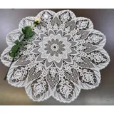 Stickereien Plauen Tischdecke Rosentraum Gr. 1 Ø 30 cm Weiß