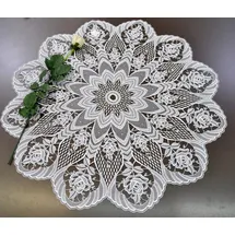 Stickereien Plauen Tischdecke Rosentraum Gr. 1 Ø 30 cm Weiß