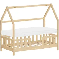 ML-Design Kinderbett Hausbett 70 x 140 cm Kiefer natur beige