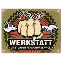 Trendaffe Papas Werkstatt Metallschild im rostigen Retrolook