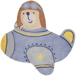 SMART KIDS Kinderteppich »Anton«, Motivform, 1,2 mm Höhe, handgefertigt aus Naturfasern, Out Shape-Format Flieger, Kinderzimmer SMART KIDS blau B: 120 cm   1 St.