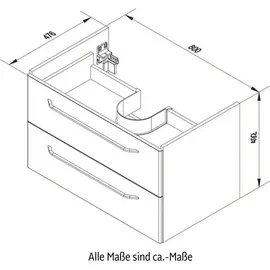 Fackelmann Waschtischunterschrank 2 Schubladen 80 x 49,2 x 47,6 cm Braun