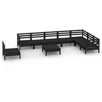 vidaXL 9-tlg Garten-Lounge-Set Massivholz Kiefer Schwarz