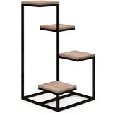 Pflanzenregal, Blumenregal Aus Metall Und Holz, 4 Ebenen In Verschiedenen Höhen, Industriestil, 40 X 40 X 75,5 Cm