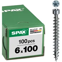 SPAX Holzbauschraube 6 x 100 mm Zylinderkopf T-STAR plus Vollgewinde 4CUT WIROX P3J