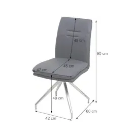 Mendler 2er-Set Esszimmerstuhl HWC-H70, Küchenstuhl Lehnstuhl Stuhl, Stoff/Textil Edelstahl gebürstet creme-beige