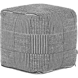 Pouf Baumwolle schwarz / weiß 40 x 40 cm PANDRAN