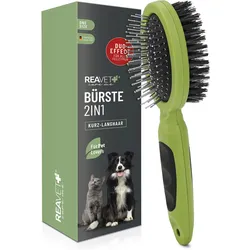 REAVET Bürste 2in1 für Hunde & Katzen - Schonende Fellpflege