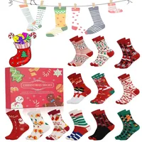 SOCLING Weihnachtssocken Adventskalender, Socken Adventskalender Damen 2024, Adventskalender 2024 Witzig, Weihnachten Socken Adventskalender Für 2024 Frauen,12/24 Paare Weihnachten Socken