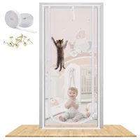 MYPIN Verbesserte Katzengittertür 80x208cm, haustiersichere Gittertür mit beidseitigem Reißverschluss, Freiheit für Katze und Hund, Ist Ideal Für Die Balkontür, Schlafzimmer, Küchentür Ohne Bohren
