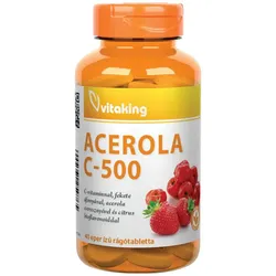 Vitaking Vitamin C-500 Acerola Raspberry (40 Kautabletten, Erdbeerbeutel)