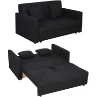 Homcom 2-Sitzer Schlafsofa mit Stauraum, Kohlegrau, 152 x 101 x 81cm
