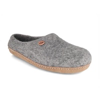WoolFit Barfuß-Hausschuhe Footprint Hausschuh mit selbstformendem Fußbett grau 48