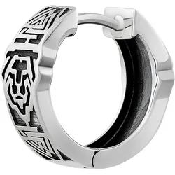 cai Single Creole 925 Silber matt oxidiert Muster Löwe