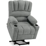 MCombo Relaxsessel 7102 Stoff 0 x 0 x 0 cm Grau mit Aufstehhilfe, Liegefunktion, Massage- und Wärmefunktion