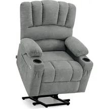 MCombo Relaxsessel 7102 Stoff 0 x 0 x 0 cm Grau mit Aufstehhilfe, Liegefunktion, Massage- und Wärmefunktion
