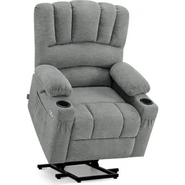 MCombo Relaxsessel 7102 Stoff 0 x 0 x 0 cm Grau mit Aufstehhilfe, Liegefunktion, Massage- und Wärmefunktion