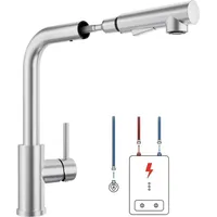 Niederdruck Küchenarmatur 360° Drehbar, Wasserhahn Niederdruck Einhebelhahn aus Edelstahl, Spülenmischer Mischbatterie Untertischboiler Kaltes und