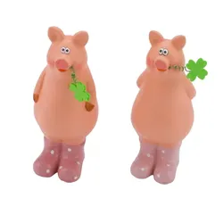 NEU 2er Set, Schweine mit Gummistiefeln, rosa, Ton, 7 x 6,2 x 15 cm, handgefertigt, *Germany*