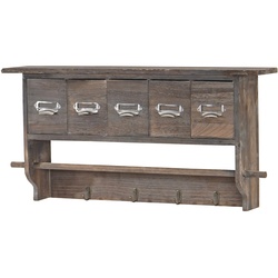 Garderobe MCW-C49, Wandgarderobe Wandregal, Vintage mit 5 Schubladen 32x65x13cm ~ braun