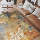 Taidianolp Teppich Wohnzimmer Deko,Colourful,160 x 230 cm,Braun Rot, Gelb, Blau Beige Grau Abstrakt Modern,Waschbar Kurzflor Teppiche Schlafzimmer Arbeitszimmer Esszimmer