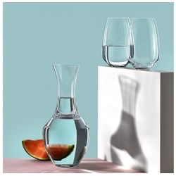 Crystalex Gläser-Set Giselle Kristallglas zwei Wassergläser + eine Karaffe, 3er Set, Kristallglas