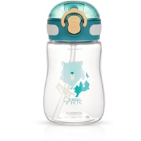 TITIROBA TKK Kinderflasche 250ml auslaufsicher, mit Trinkhalm, Tritan BPA-Frei einhändig bedienbare Trinkflasche Grün