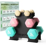 PhysKcal Hanteln 6er Set mit Stahl Hantelständer | 18kg Kurzhantel Set Hantelset | Gewichte für Krafttraining | Fitness Hanteln für Frauen & Männer | Dumbbells