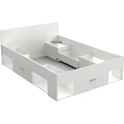 Bettgestell DEMEYERE GROUP "Chicago", weiß, B:147,20cm H:75cm L:203,50cm, Betten, Bettgestell Jugendbett, Schubladen und Fächer sorgen für Ordnung und Platz im Schlafzimmer