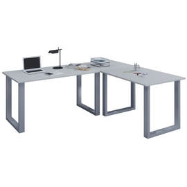 PKline Eckschreibtisch Computer Schreibtisch Arbeitstisch PC Tisch Bürotisch grau