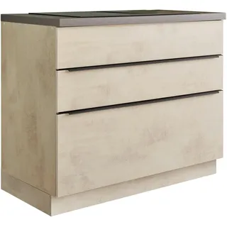P & B Schubkastenunterschrank, Anthrazit, Weiß, Holzwerkstoff, 3 Schublade(n) Schubladen, einzeln stellbar, 110x94x60 cm, Küchen, Küchenmöbel, Küchenschränke, Küchenunterschränke