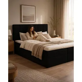 venasi Lisa Boxspringbett mit Bettkästen H2/H3 Matratze SCHWARZ - Schwarz