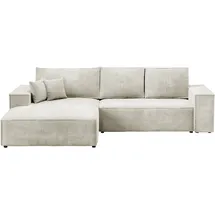 bromarkt Ecksofa PABLO Schlaffunktion Bettkasten L-Form 294x185x85cm Weiß Links - Weiß