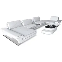Sofa Dreams Wohnlandschaft, Weiß, Schwarz, Leder, Freiform, 456x89x243 cm, Wohnzimmer, Sofas & Couches, Wohnlandschaften, Wohnlandschaften in U-Form