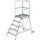 Günzburger Steigtechnik Podesttreppe einseitig begehbar mit Rollen und Griffen Stahl-Gitterrost 5 Stufen