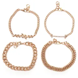 Armband Set FIRETTI "Armketten Schmuckset", gold (goldfarben, kristallweiß), Armbänder, Damen, Metall, mit Glasstein
