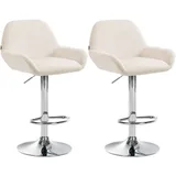 CLP 2er Set Barhocker Braga Samt creme/Metall in Chromoptik