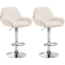CLP 2er Set Barhocker Braga Samt creme/Metall in Chromoptik