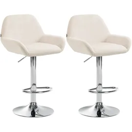 CLP 2er Set Barhocker Braga Samt creme/Metall in Chromoptik
