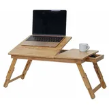Mendler Laptoptisch HWC-B81, Notebooktisch Betttisch Klapptisch mit Lüftungslöcher faltbar höhenverstellbar, Bambus