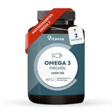 Omega 3 Wildfischöl 2000 mg - 1000 mg EPA, 500 mg DHA, 60 Omega 3 Kapseln hochdosiert - Herz- & Gehirnfunktion, Sehkraft - 2 Monate - Vitavea