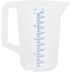 Schneider - Meßbecher, 1 l geprägte Skala, blaue Schrift